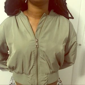 Olive green crop top jacket
